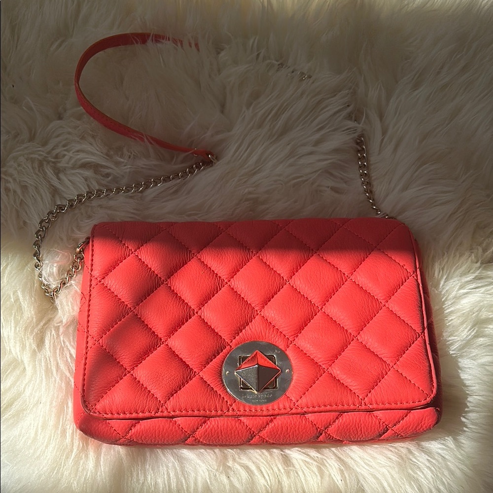 Kate Spade Neon Pink Quilted Shoulder Bag